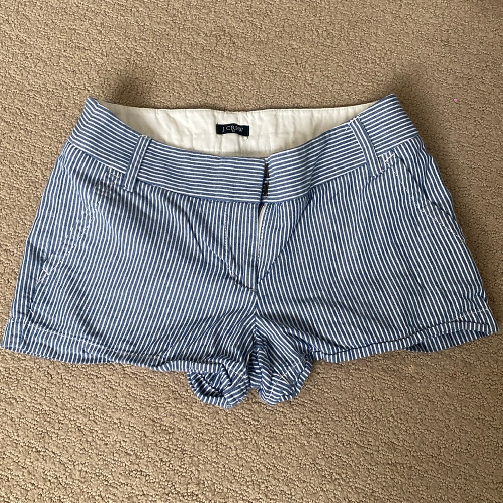 J Crew Pinstripe City Fit Chino Shorts Women